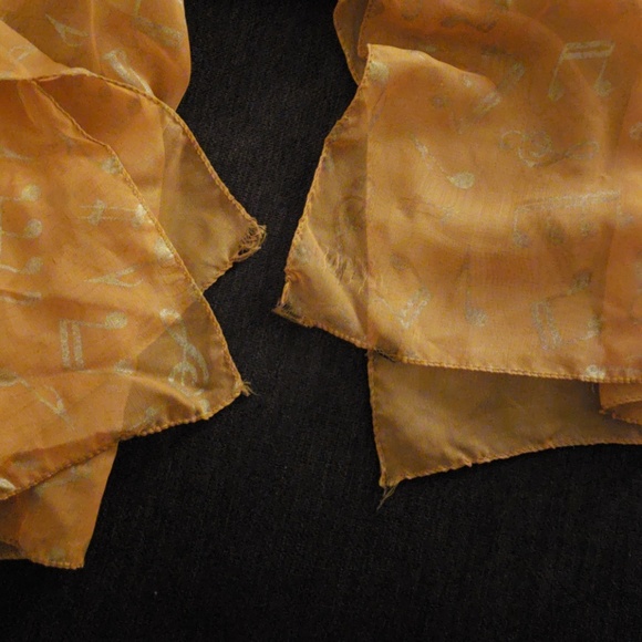 Orange and Gold Scarf w/ music notes - Picture 3 of 4